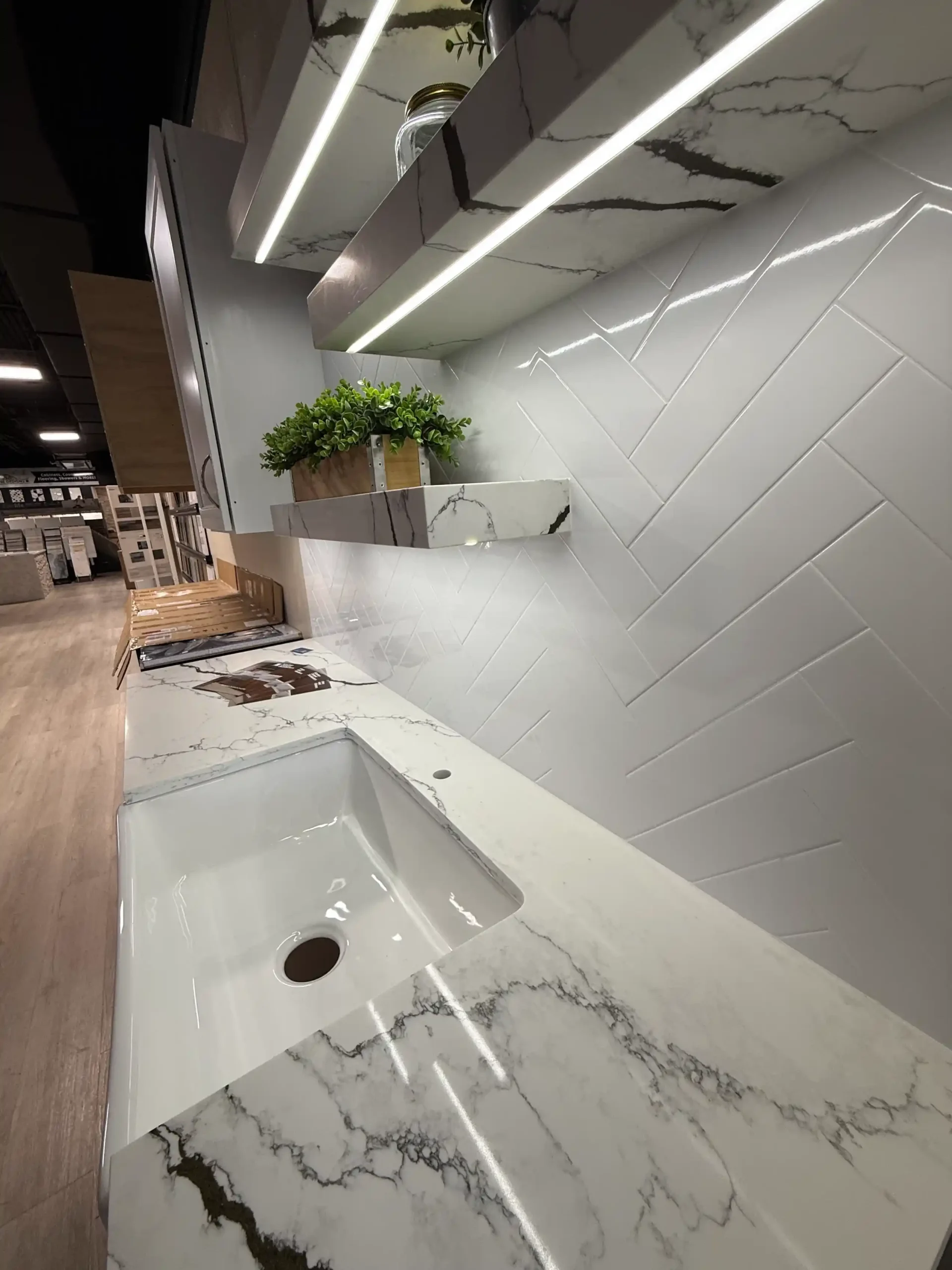 In-house stone countertop fabrication shop at J&A Stone Designs Auburndale Florida