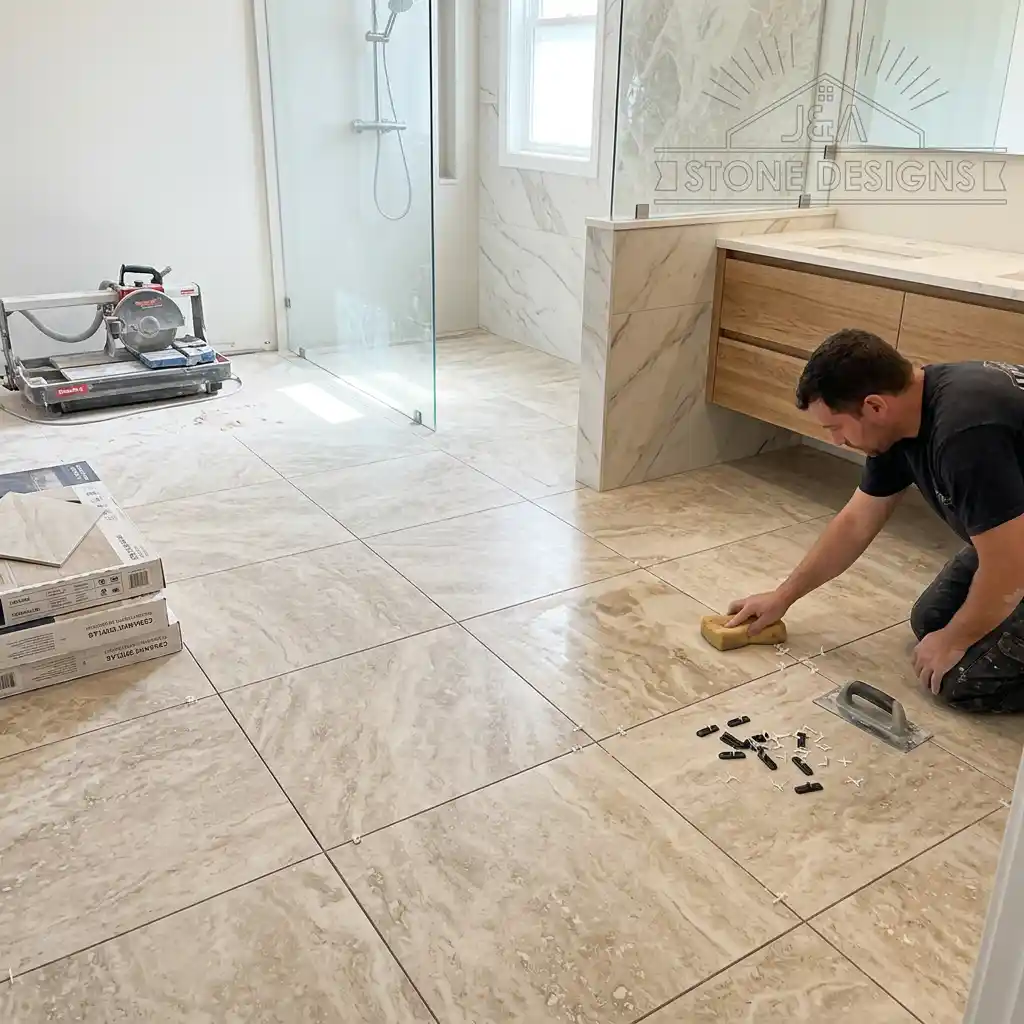Tile installation by J&A Stone Designs